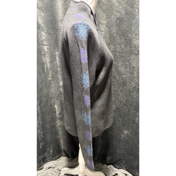 GUC Vintage Women Eddie Baur Sport Fair Isle Snowflake ZipUp Sweater Jacket Sz L - Picture 8 of 8